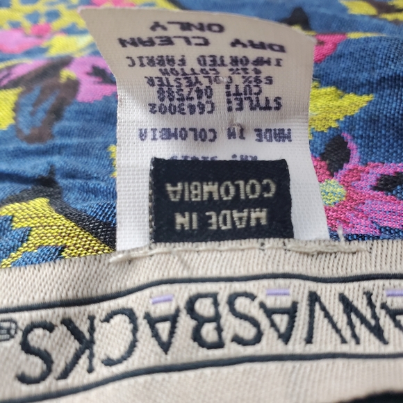 Canvasback Vintage Vibrant Multicolor Flower Cotton Blend Blazer Size 14 - Picture 9 of 9